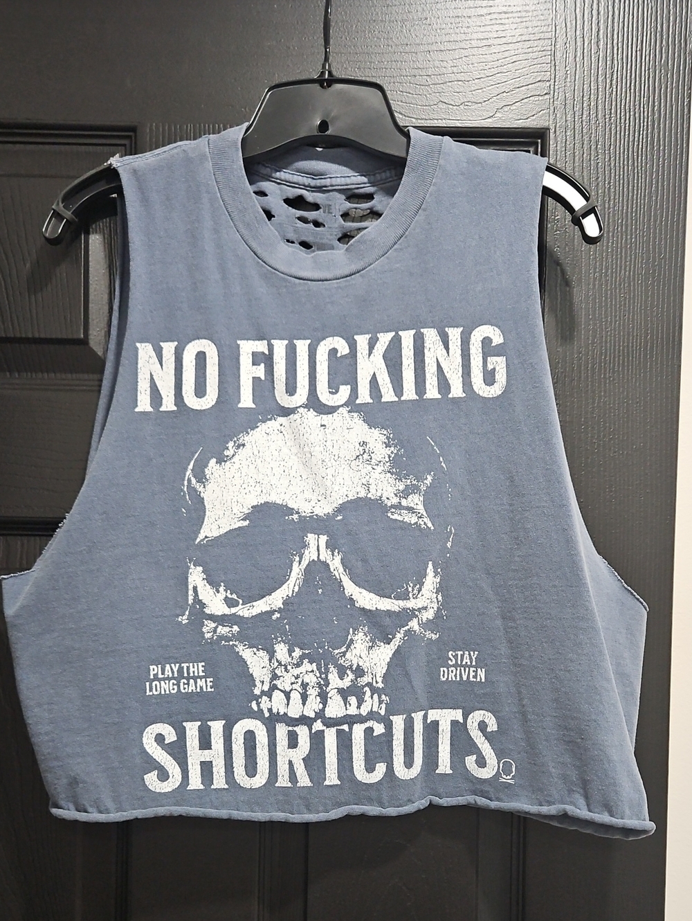 No Fucking Shortcuts Sleeveless Graphic Tank - Blue
